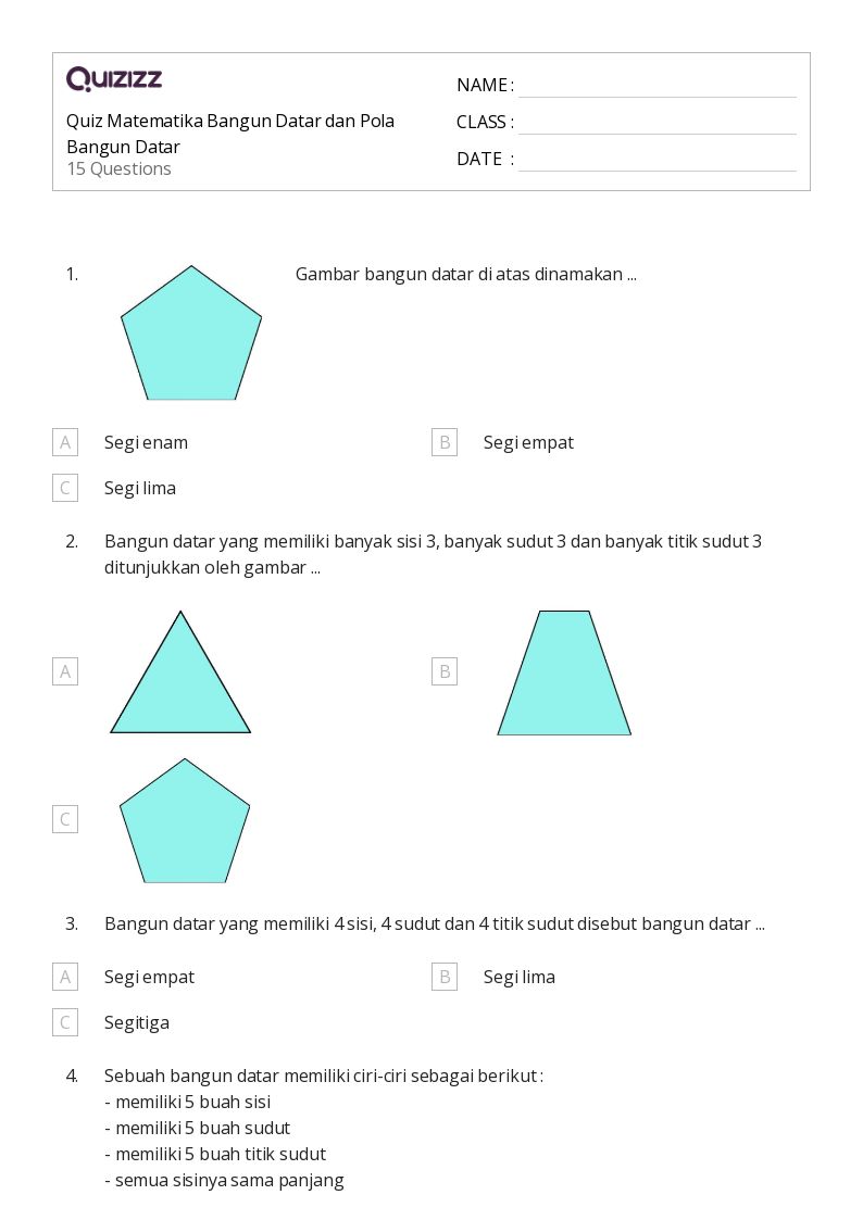 50 lembar kerja segi enam untuk Kelas 2 di Quizizz Gratis Dapat
