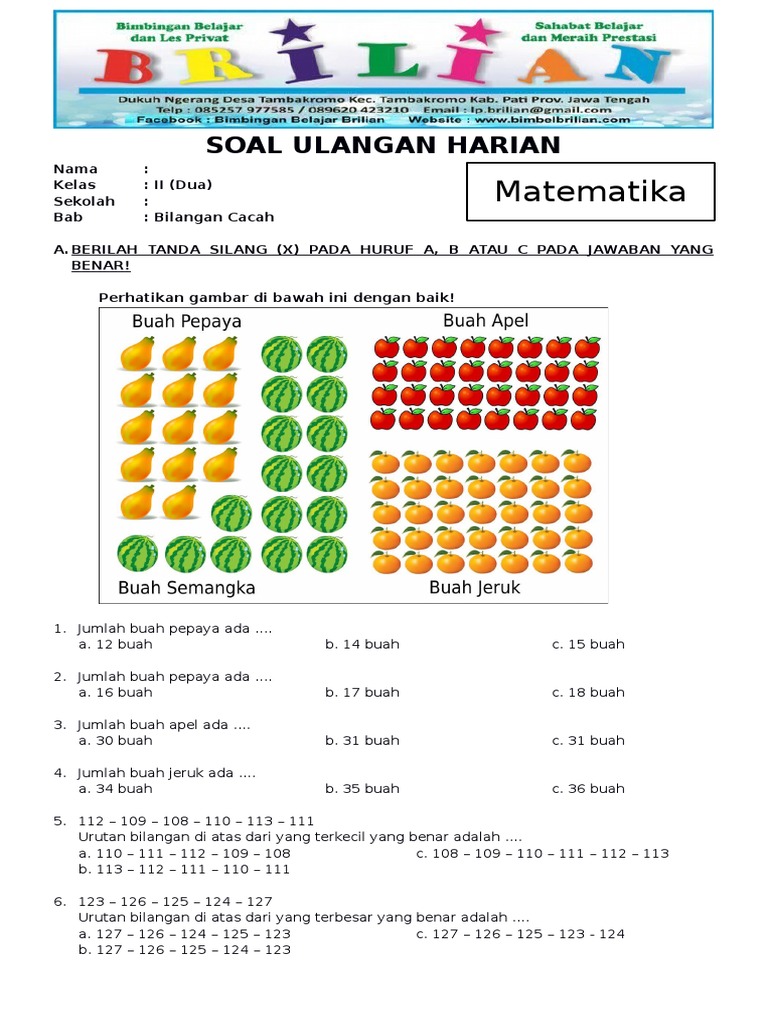 Soal Matematika Kelas 1 Sd Dalchaebi