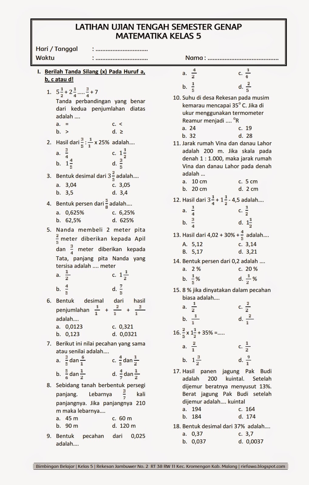 7 Rahasia Latihan Soal Matematika Kelas 5 Semester 2 dan Kunci Jawaban Agar Cepat Paham