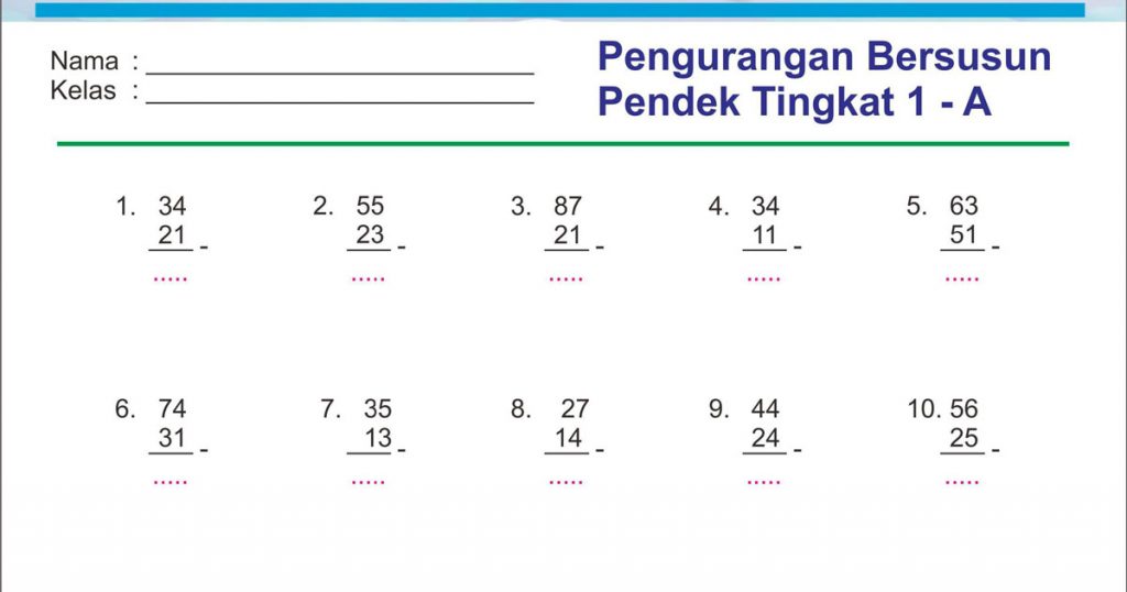 Soal Matematika Pengurangan Kelas 1 Sd Dalchaebi