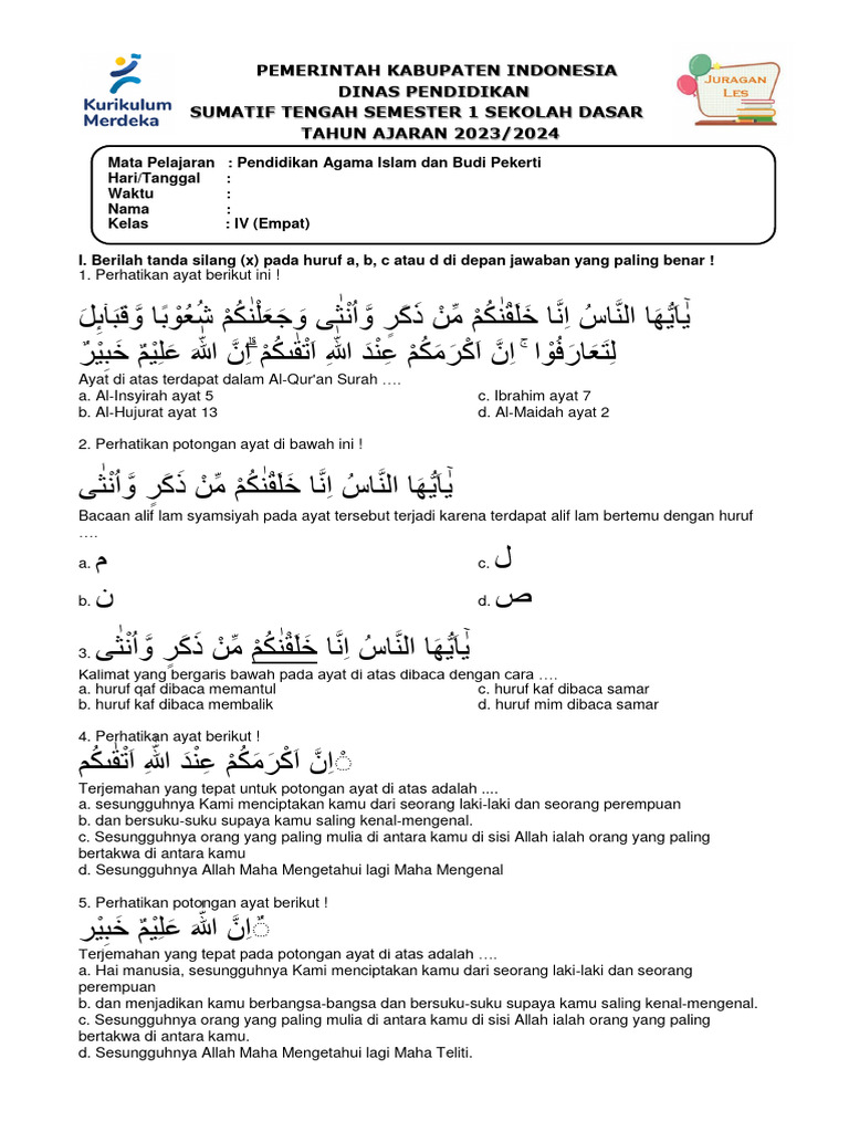 Memperdalam Pemahaman Panduan Lengkap Soal Agama Islam Kelas 4 Memperdalam Pemahaman Panduan Lengkap Soal Agama Islam Kelas 4