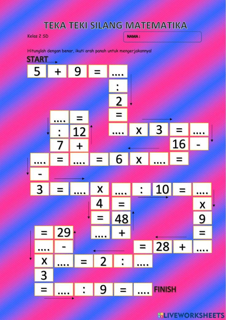 TEKA TEKI SILANG MATEMATIKA PENJUMLAHAN PENGURANGAN PERKALIAN