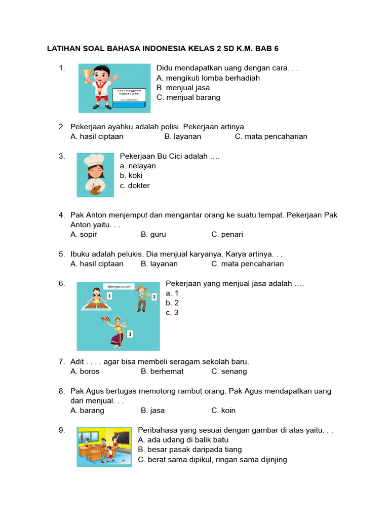 Latihan Soal Bahasa Indonesia Kelas 2 PDF Latihan Soal Bahasa Indonesia Kelas 2 PDF