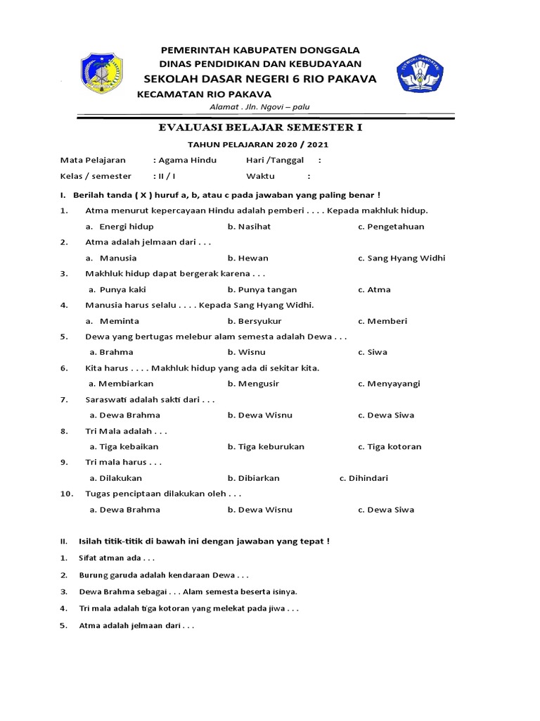 Soal Agama Hindu Kelas 2 PDF Soal Agama Hindu Kelas 2 PDF