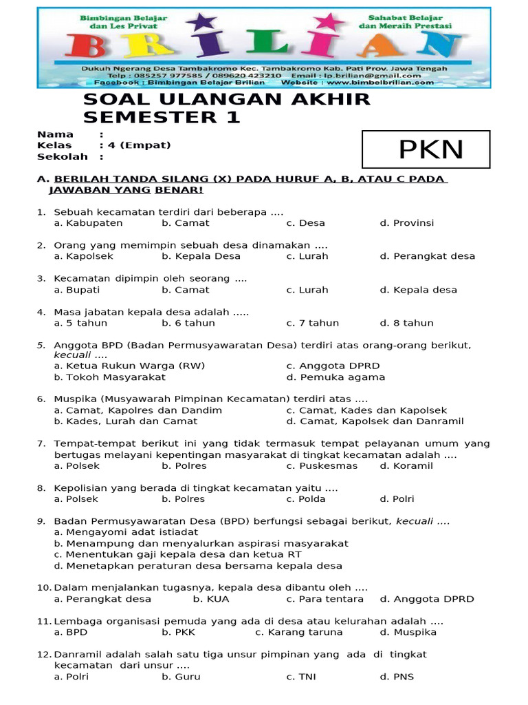 Rahasia Sukses Kumpulan Soal Ulangan Harian PKN Kelas 4 SD Semester 1 dengan 5 Strategi Ampuh