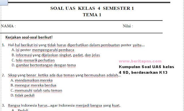 Terbukti 7 Cara Memilih Kumpulan Soal Ulangan Kelas 4 K13 Terbaik Sebelum Ujian Dimulai