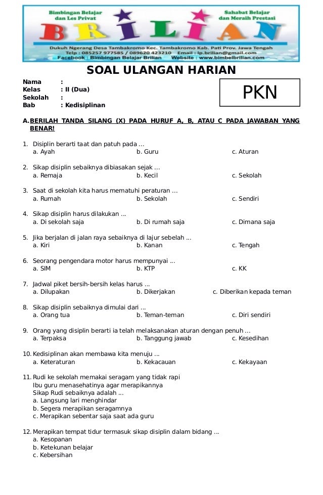 Terbukti! 7 contoh soal kelas pkn 3 sd semester 2 yang Bikin Nilai Tinggi Sekarang