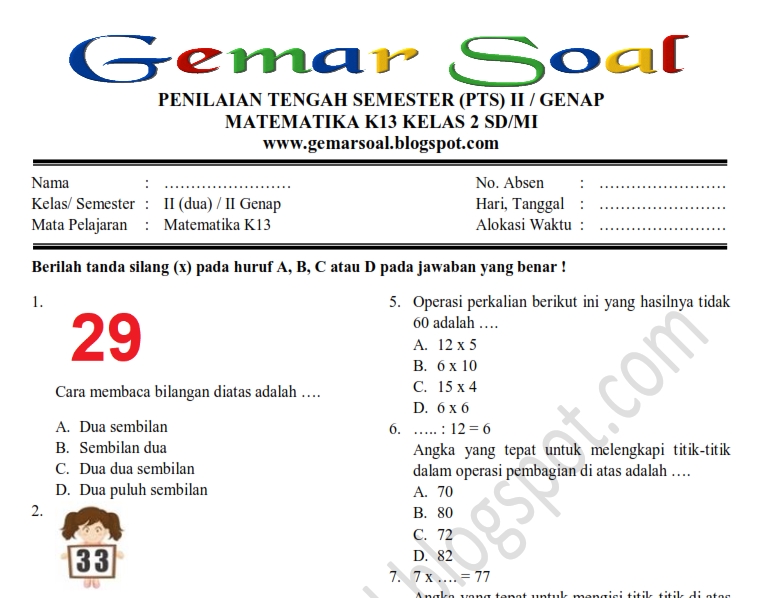 Terbukti Contoh soal matematika kelas 2 semester 1 kurikulum 2013 Bikin Anak Cepat Paham
