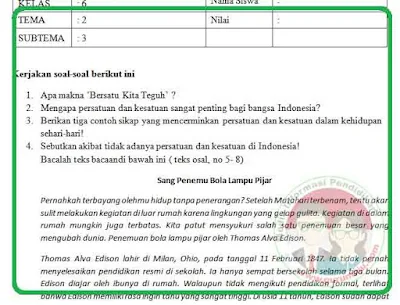 Soal UH PH Kelas 6 Tema 2 Kurikulum 2013 Revisi 2021 Soal UH PH Kelas 6 Tema 2 Kurikulum 2013 Revisi 2021