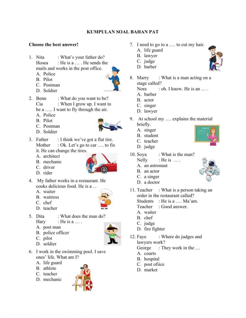 contoh soal latihan bahasa inggris kelas 3 semester 2
