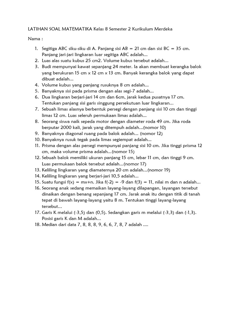 5 Fakta Contoh Soal Kelas 8 Matematika Semester 2 yang Jadi Sorotan Media Sosial