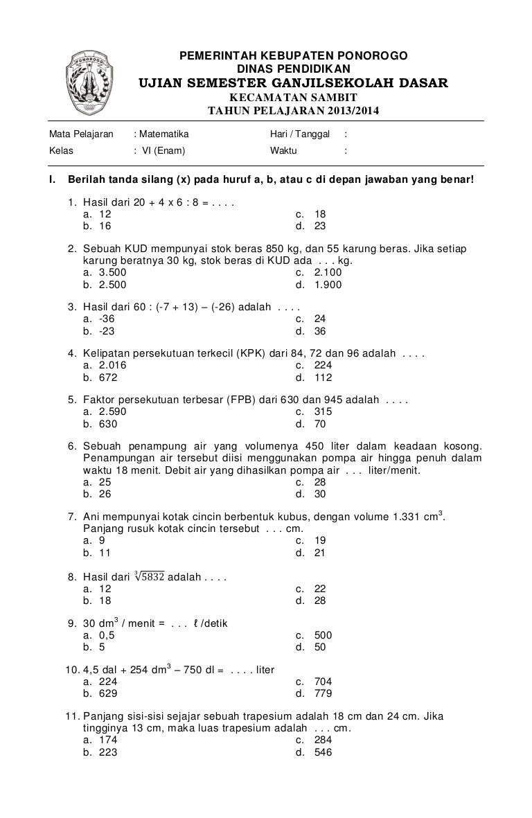 Rahasia contoh soal matematika kelas 4 semester 1 k13 yang bikin nilai melonjak 7x cepat