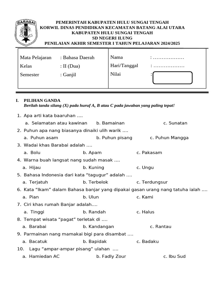 5 Contoh Soal Bahasa Daerah Makassar Kelas 2 SD yang Wajib Diketahui Siswa