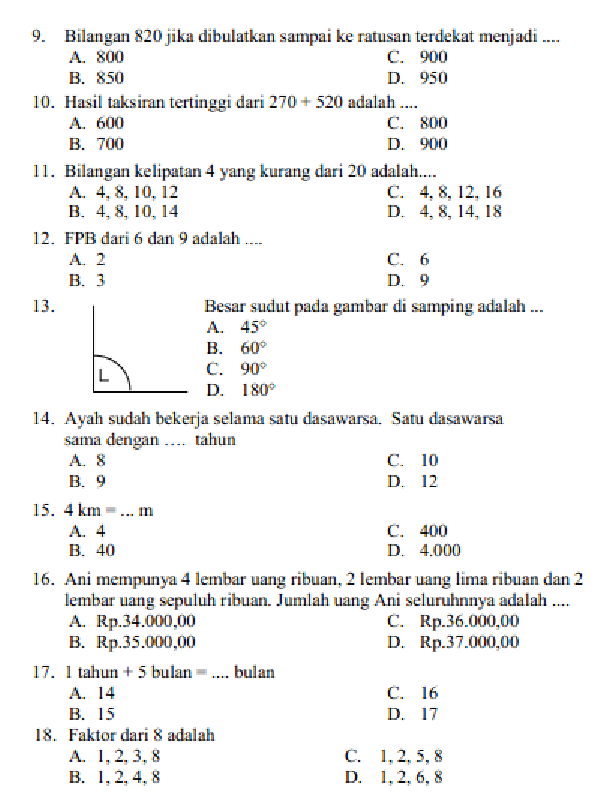 Bocoran Latihan Soal UAS Matematika Kelas 4 SD Semester 2 Agar Nilai Melonjak Drastis