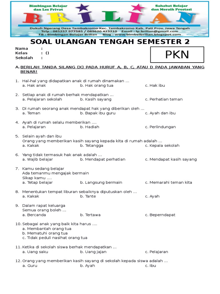 Bocoran Soal Tema Kelas 1 Semester 2 Yang Wajib Kamu Pelajari Sekarang Juga