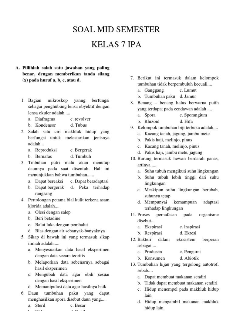 Rahasia Lolos Ujian dengan Soal IPA Kelas 7 Semester 2 dan Kunci Jawaban 2020 Terbaru