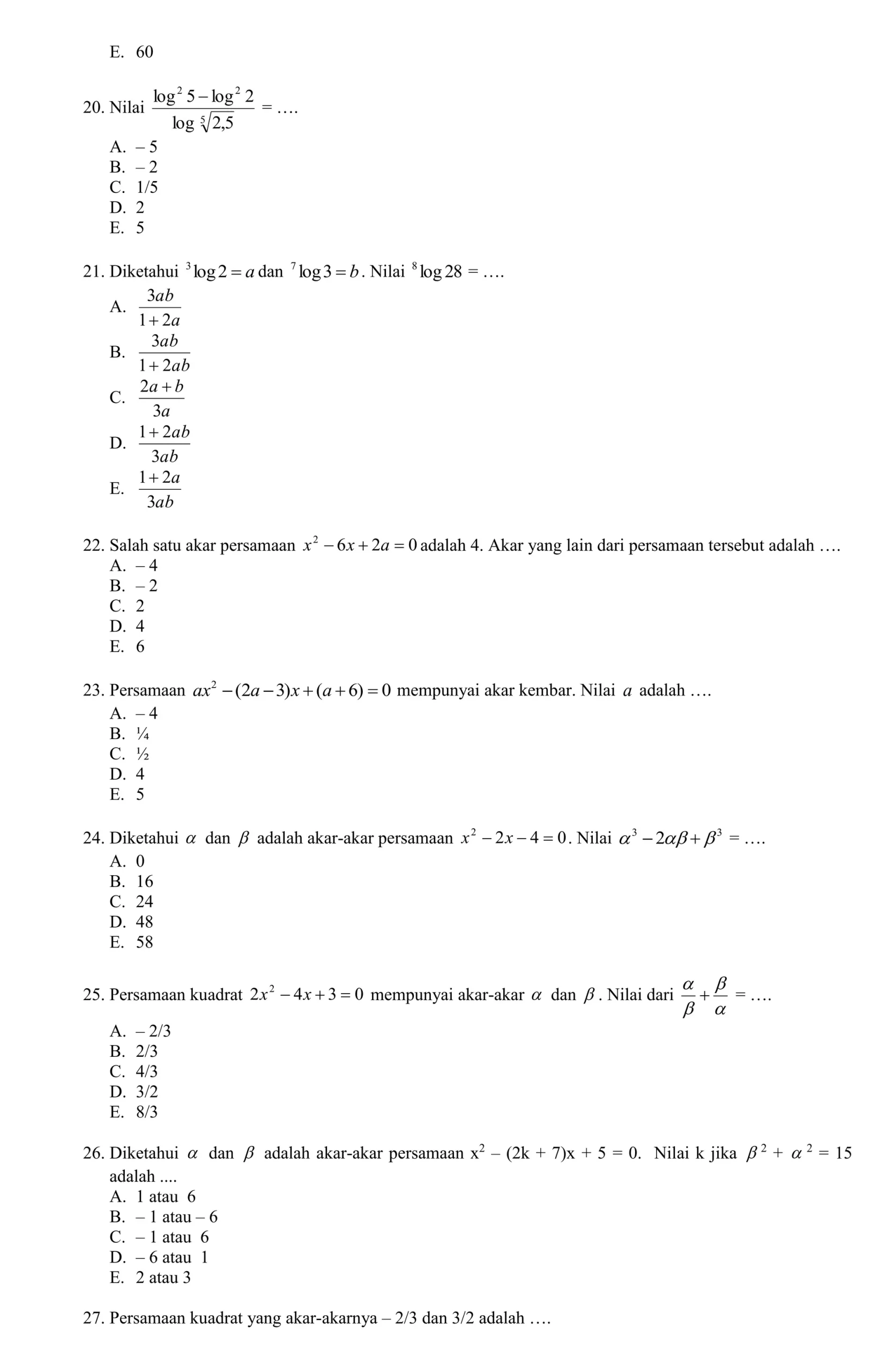 Rahasia Lulus Nilai Sempurna dengan Latihan Soal UAS Matematika Kelas 10 Semester 2 Bukupaket