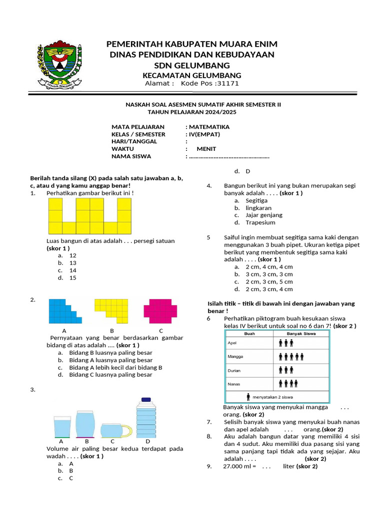 Rahasia Lulus Ujian Akhir dengan Kumpulan soal matematika kelas 4 semester 2 pdf Rahasia Lulus Ujian Akhir dengan Kumpulan soal matematika kelas 4 semester 2 pdf