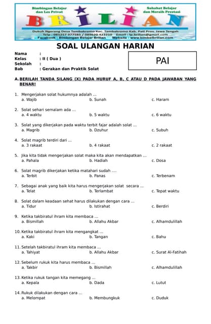 Rahasia Nilai Sempurna dengan Bocoran Soal UAS PAI Kelas 2 Semester 2 Terbaru