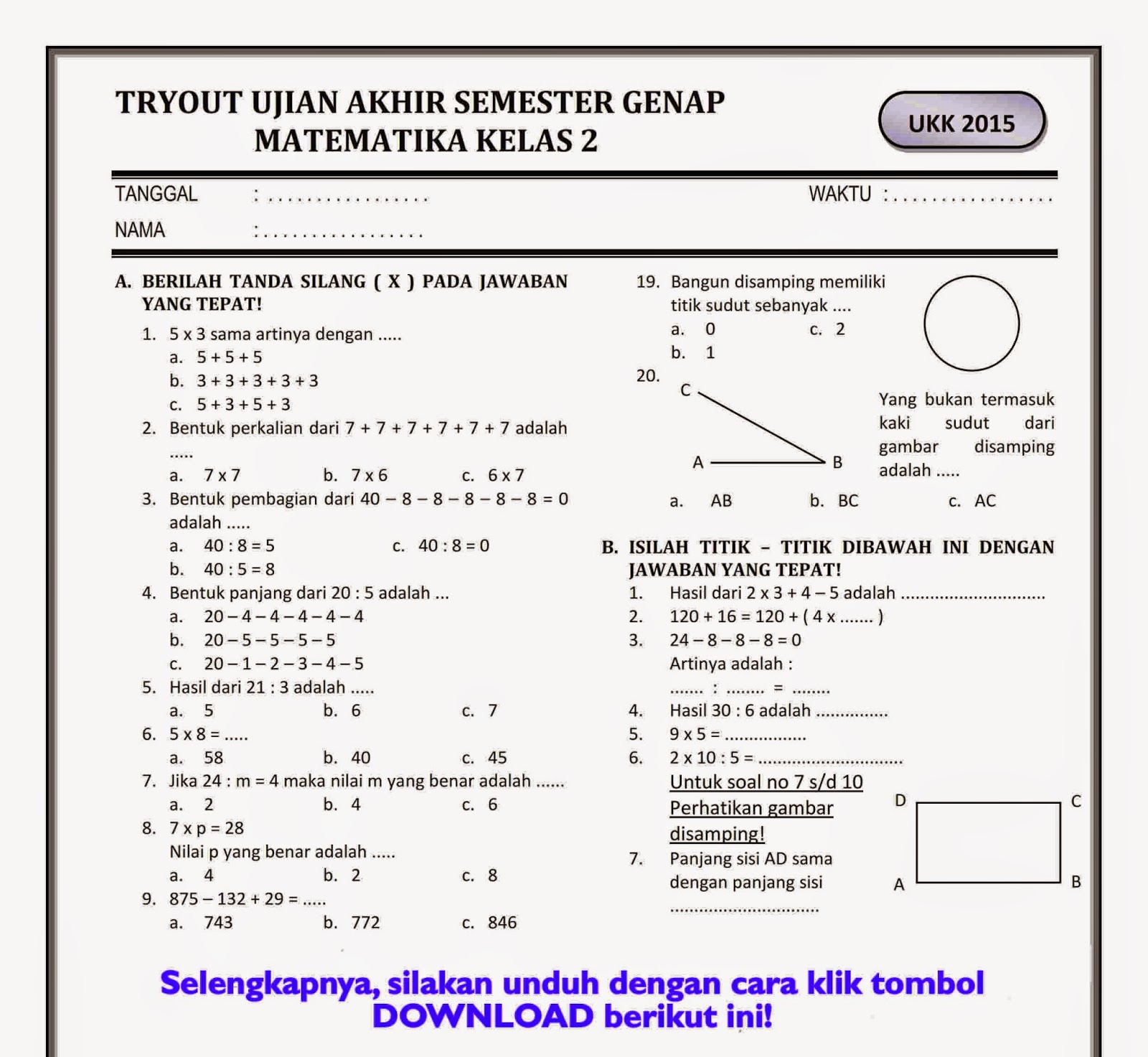 Rahasia Nilai Sempurna dengan Latihan Soal UAS MTK Kelas 5 SD Semester 2 PDF Terbaru Rahasia Nilai Sempurna dengan Latihan Soal UAS MTK Kelas 5 SD Semester 2 PDF Terbaru