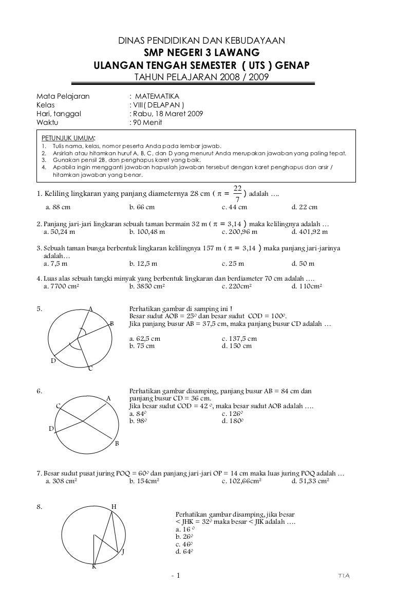 Rahasia Nilai Sempurna dengan Latihan Soal UAS Matematika Kelas 8 Semester 2 Terbaru Rahasia Nilai Sempurna dengan Latihan Soal UAS Matematika Kelas 8 Semester 2 Terbaru