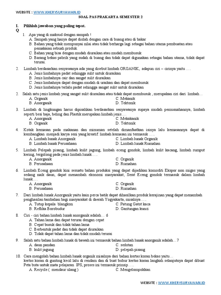 Rahasia Skor Sempurna Bocoran Soal Prakarya Kelas 7 Semester 2 yang Wajib Kamu Tahu