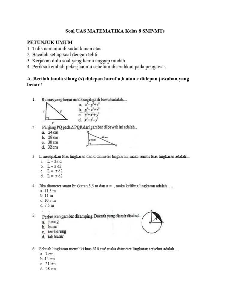 Rahasia Skor Sempurna dengan Latihan Soal UAS Matematika SMP Kelas 8 Semester 2 Terbaru Rahasia Skor Sempurna dengan Latihan Soal UAS Matematika SMP Kelas 8 Semester 2 Terbaru