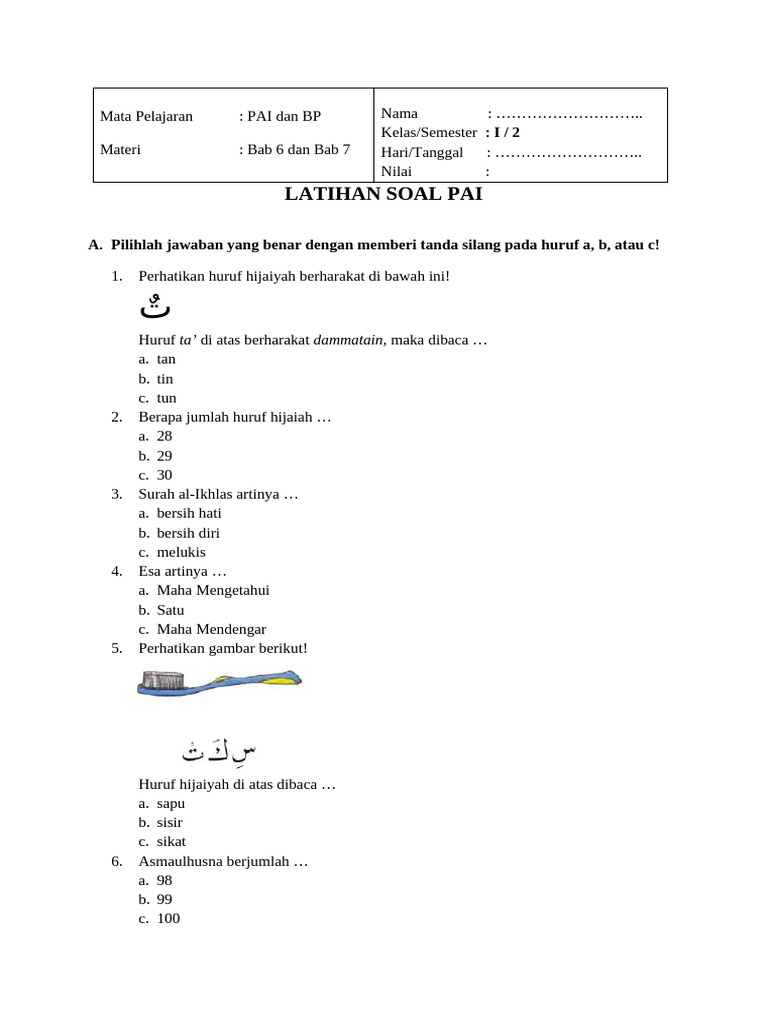 Wajib Tahu! 5 Latihan Soal UAS PAI Kelas 1 Semester 2 Agar Nilai Anak Sempurna