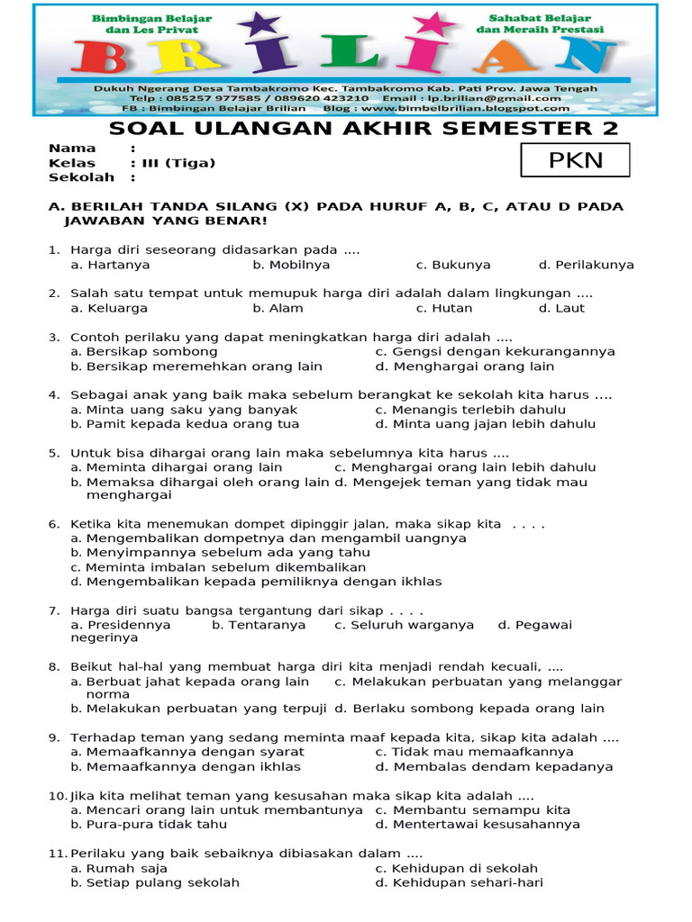 Wajib Tahu Bocoran Soal UAS Kelas 3 Semester 2 Agar Nilai Anak Langsung Melonjak Wajib Tahu Bocoran Soal UAS Kelas 3 Semester 2 Agar Nilai Anak Langsung Melonjak
