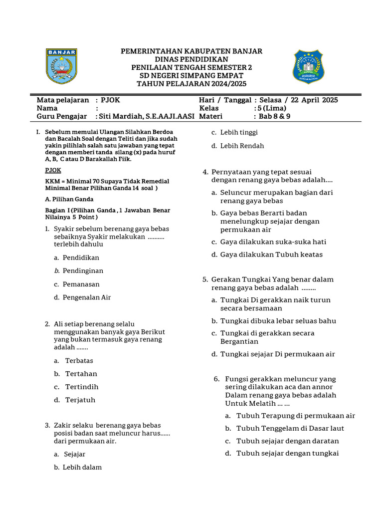 Wajib Tahu Bocoran Soal Ujian PJOK Kelas 5 Semester 2 Agar Nilai Kamu Sempurna Wajib Tahu Bocoran Soal Ujian PJOK Kelas 5 Semester 2 Agar Nilai Kamu Sempurna