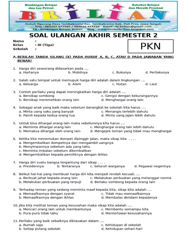 Wajib Tahu Bocoran soal uas ppkn kelas 3 semester 2 Agar Nilai Langsung Maksimal Wajib Tahu Bocoran soal uas ppkn kelas 3 semester 2 Agar Nilai Langsung Maksimal
