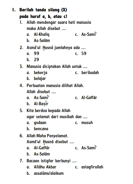 Wajib Tahu! Kumpulan Latihan Soal UAS Pendidikan Agama Islam Kelas 2 SD Agar Nilai Sempurna