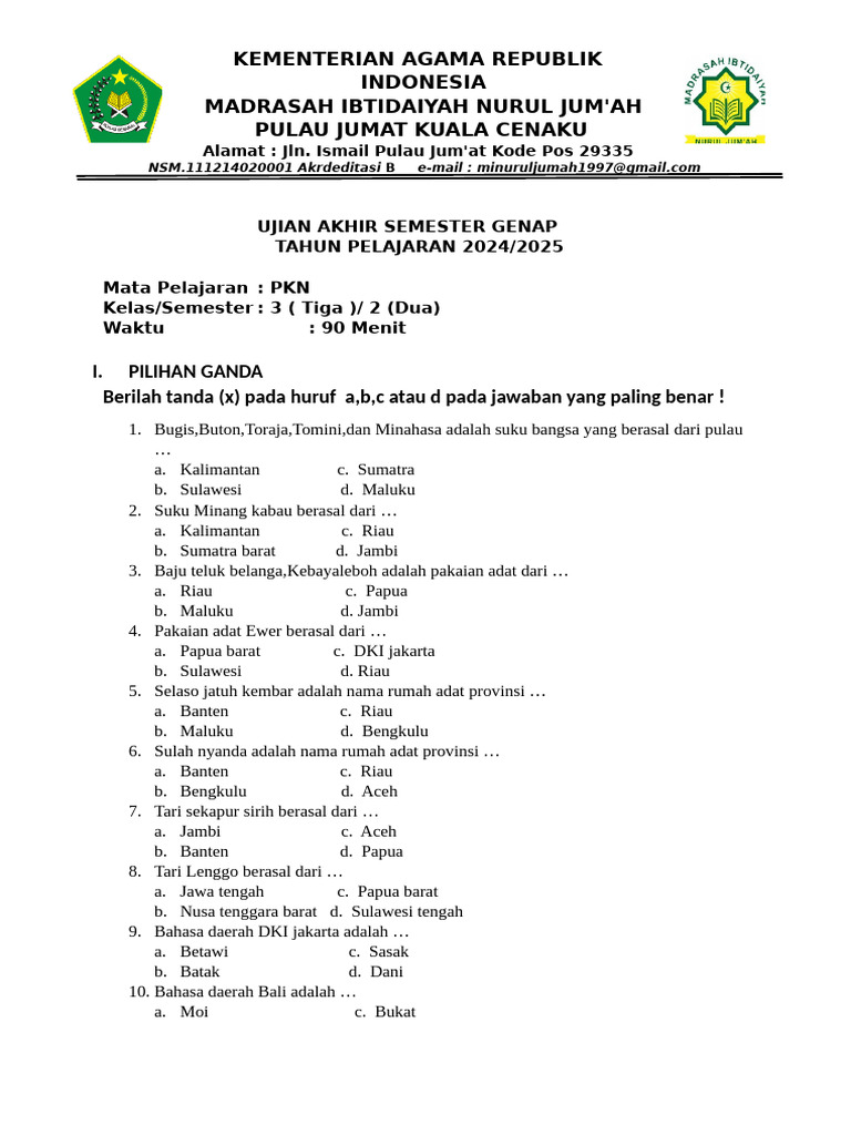 Wajib Tahu Kumpulan Soal PKN Kelas 3 Semester 2 Kurikulum 2013 Agar Nilai Sempurna