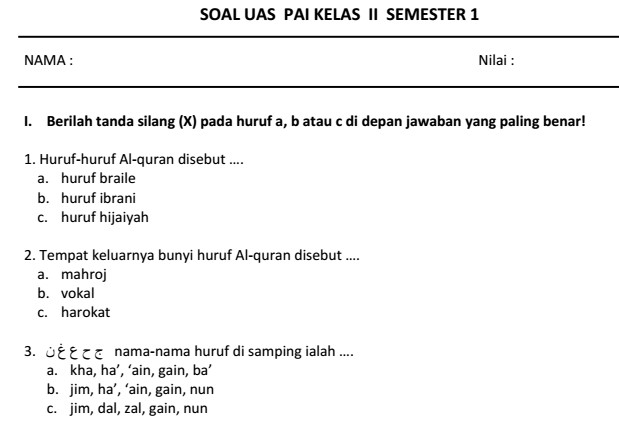 Wajib Tahu! Kumpulan latihan soal uas pai kelas 2 semester 1 blog spot Terbaru Wajib Tahu! Kumpulan latihan soal uas pai kelas 2 semester 1 blog spot Terbaru