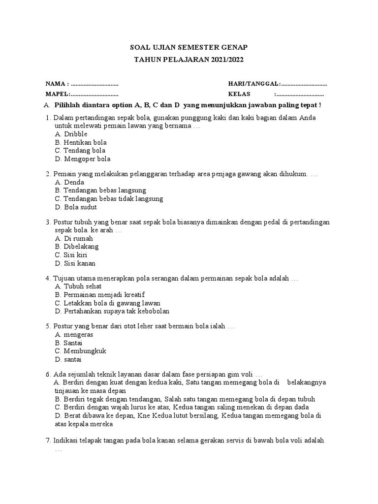 Wajib Tahu! Kumpulan soal penjas kelas 8 semester 2 Terbaru yang Jarang Diketahui Wajib Tahu! Kumpulan soal penjas kelas 8 semester 2 Terbaru yang Jarang Diketahui