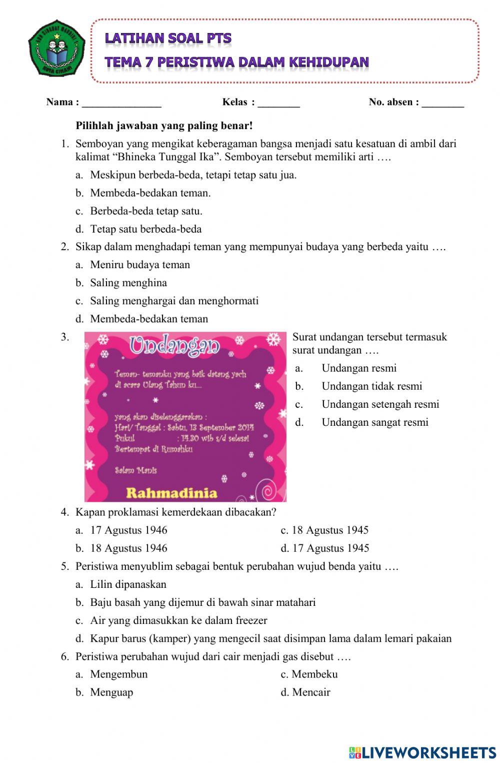 Wajib Tahu Kunci Jawaban soal pts tema 7 kelas 5 semester 2 Terbaru Tahun Ini