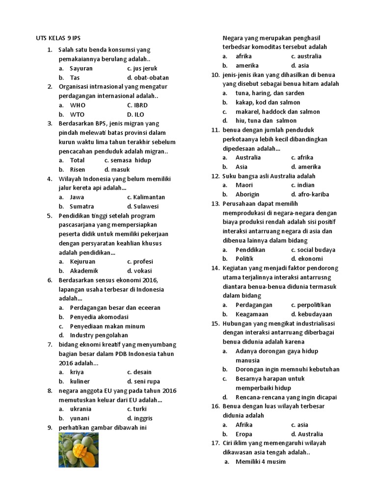 Wajib Tahu Rahasia Lulus Ujian dengan Contoh Soal IPS Kelas 9 Semester 2 Terbaru Wajib Tahu Rahasia Lulus Ujian dengan Contoh Soal IPS Kelas 9 Semester 2 Terbaru